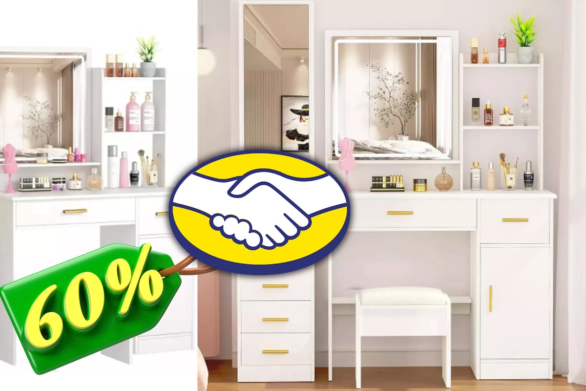 Renueva tu espacio: Tocador con luces LED y espejo doble con 60% de descuento en Mercado Libre