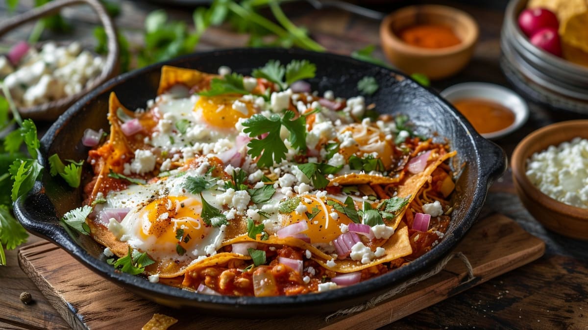 Origen y tradición: Los chilaquiles, cuyo nombre proviene del náhuatl, son un símbolo de la rica historia culinaria de México, combinando sabores auténticos con influencias españolas y prehispánicas.