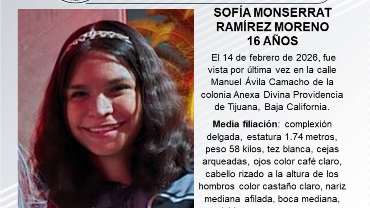 Se busca a Sofía Monserrat Ramírez Moreno de 16 años de edad