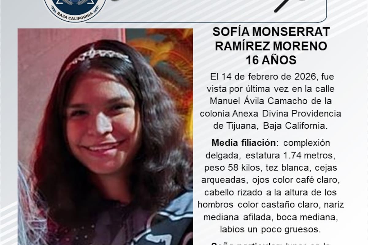 Se busca a Sofía Monserrat Ramírez Moreno de 16 años de edad