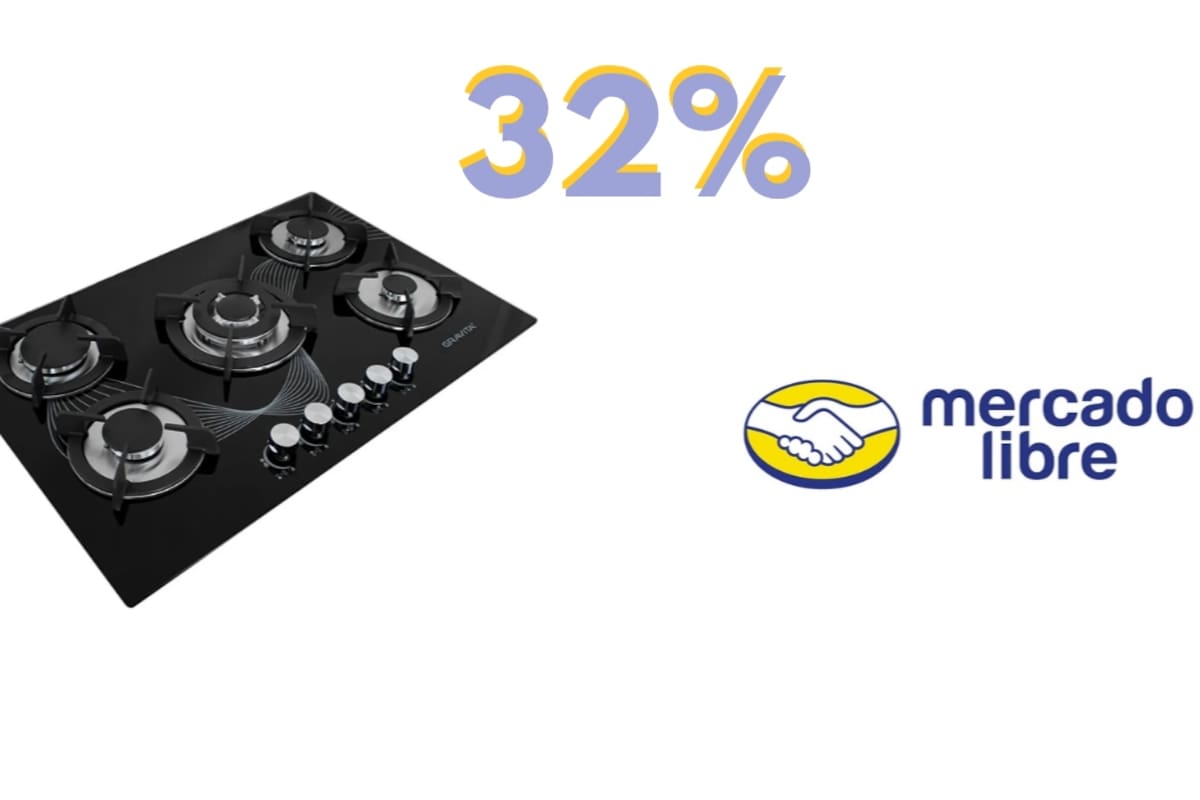 Ofertas en Mercado Libre: Parrilla a gas de cristal templado con 5 quemadores tiene 32 % de descuento