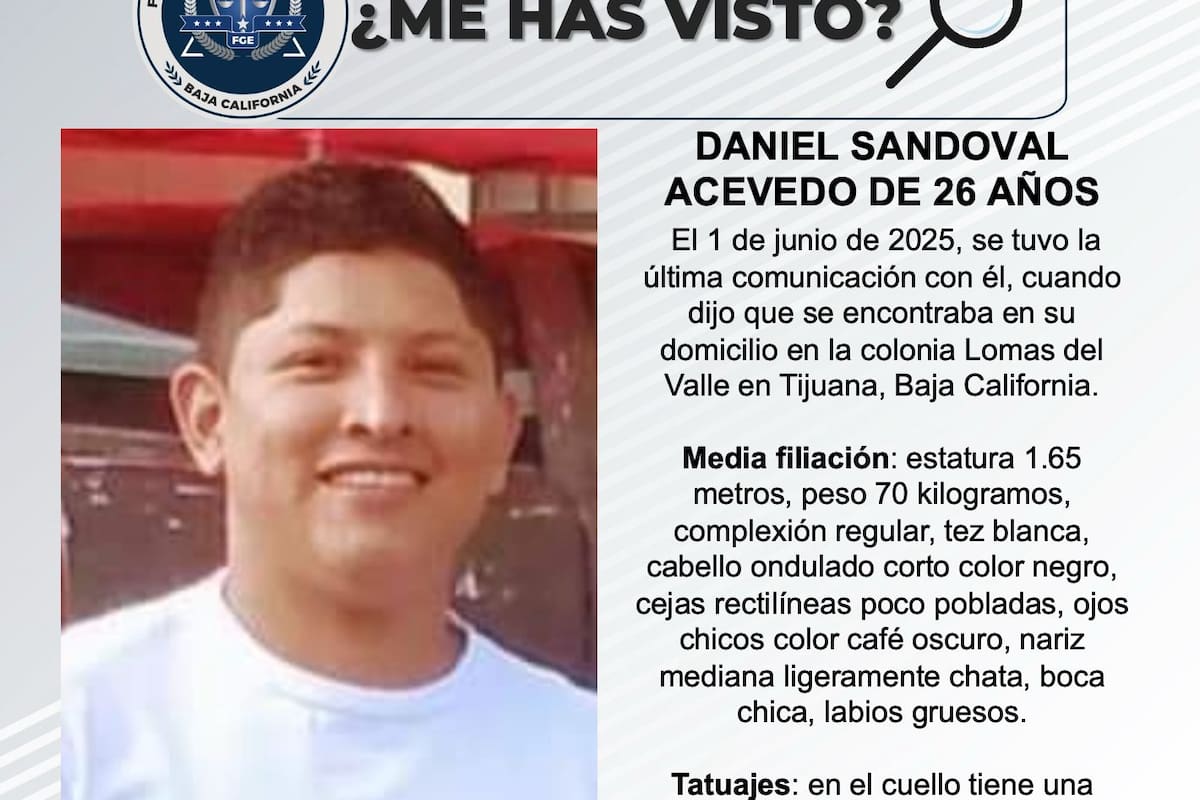 Se busca a Daniel Sandoval Acevedo de 26 años de edad