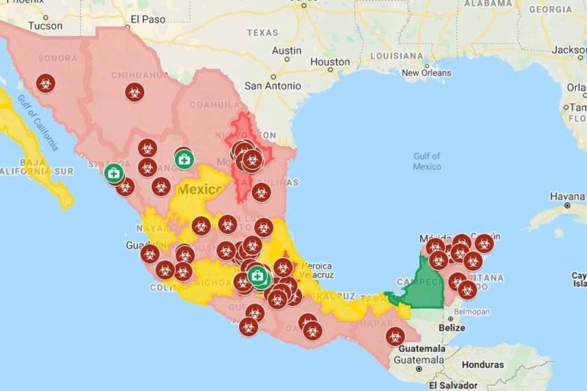 Muestra 93 casos mapa de coronavirus de Google en México; agregan el de Hermosillo