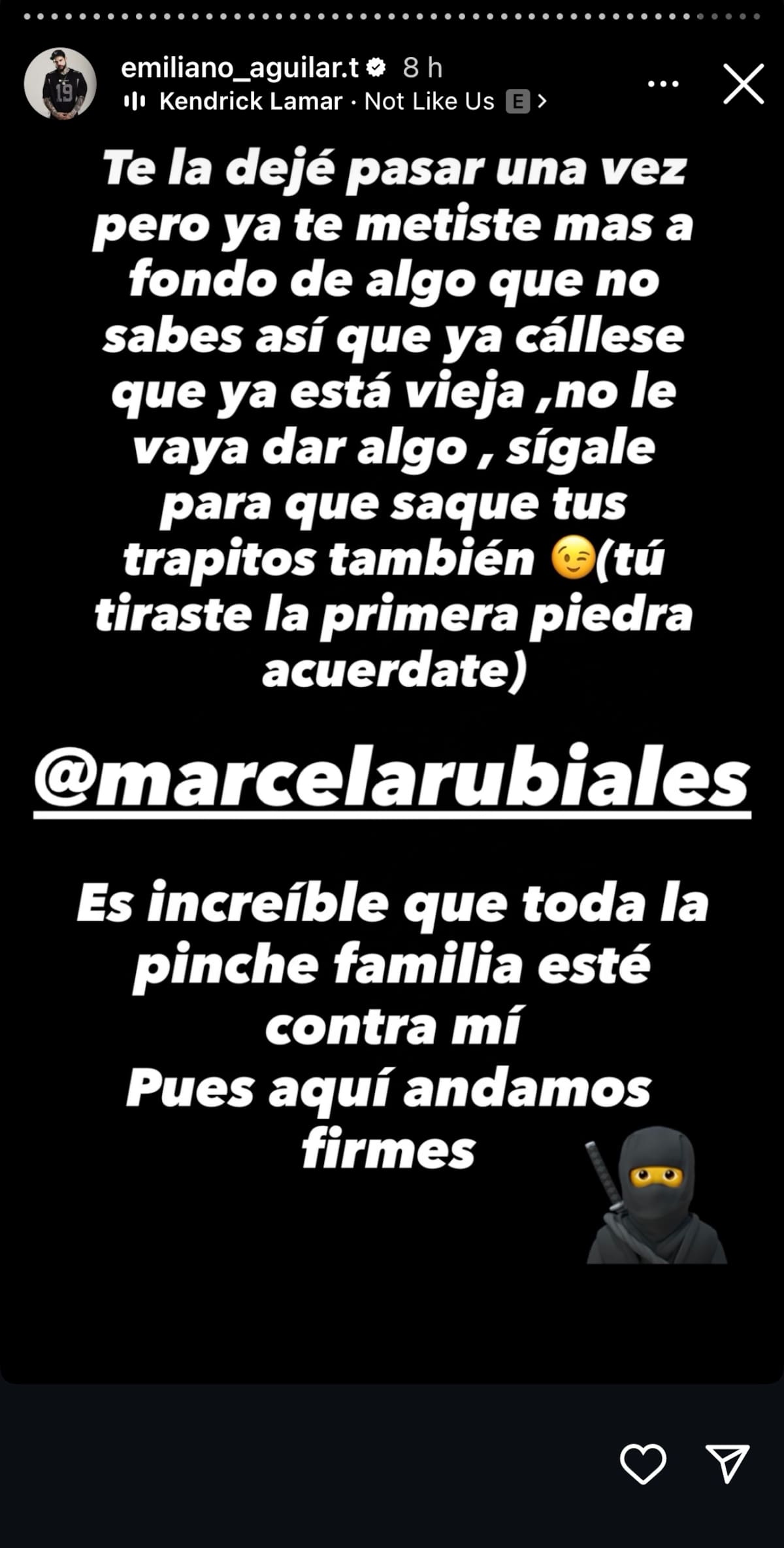 Emiliano Aguilar responde a su tía Marcela Rubiales y la amenaza con revelar sus secretos