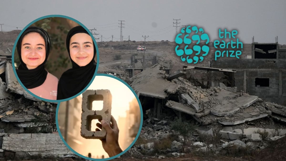 Dos hermanas palestinas ganan el Earth Prize tras inventar un método para transformar los escombros de guerra en ladrillos reutilizables y de bajo costo para acelerar la reconstrucción comunitaria en la Franja de Gaza