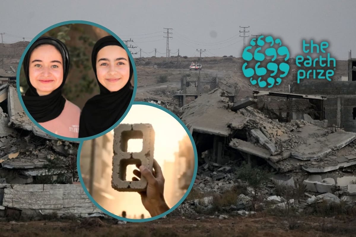 Dos hermanas palestinas ganan el Earth Prize tras inventar un método para transformar los escombros de guerra en ladrillos reutilizables y de bajo costo para acelerar la reconstrucción comunitaria en la Franja de Gaza