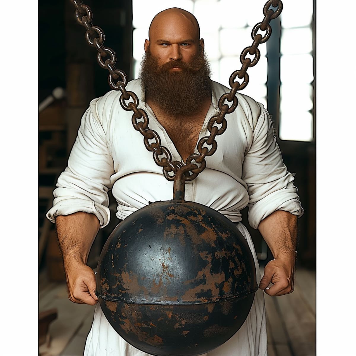 Dominio de la bola de acero: Imagen que destaca a Chang sosteniendo su característica bola de acero con cadenas, resaltando la destreza del personaje en el combate.