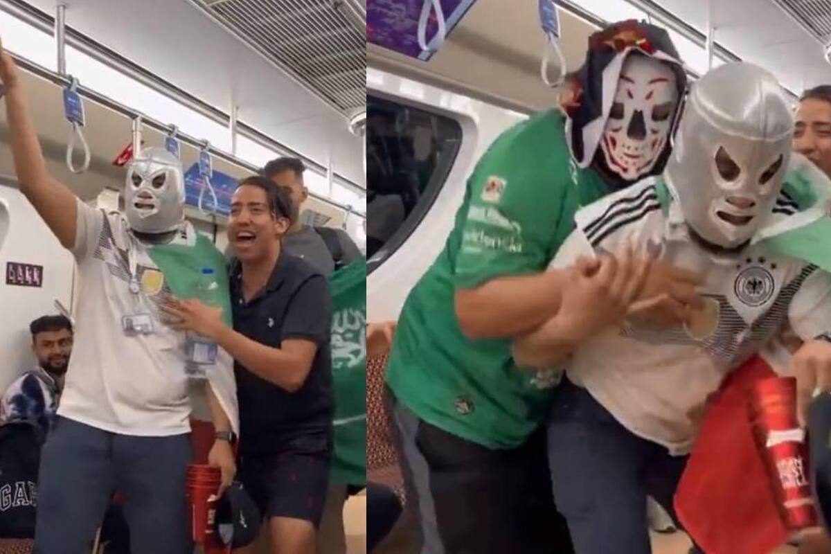 Aficionados mexicanos recrean función de lucha libre en transporte público de Qatar