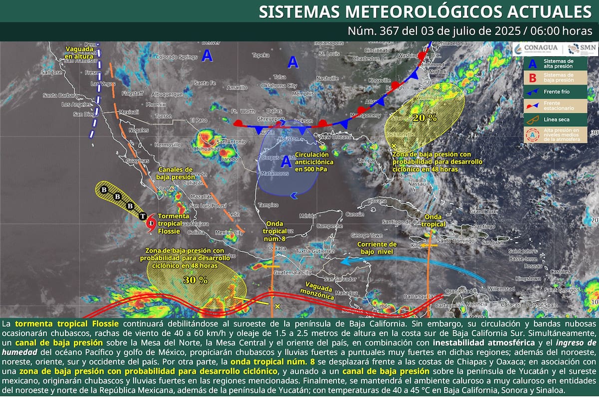 Lluvias muy fuertes, calor extremo y oleaje elevado: así estará el clima hoy 3 de julio en México