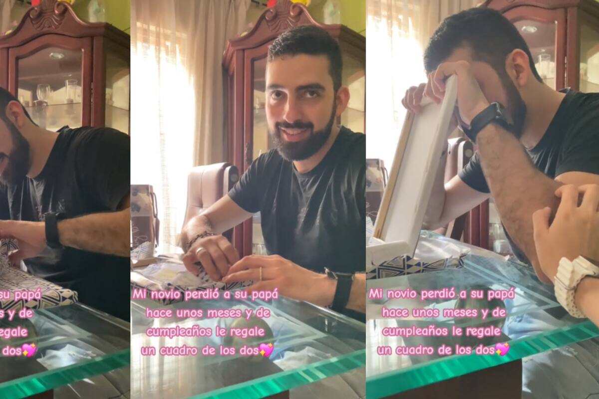 VIRAL | Mujer le da emotivo regalo de cumpleaños a su novio: un cuadro de él y su fallecido padre