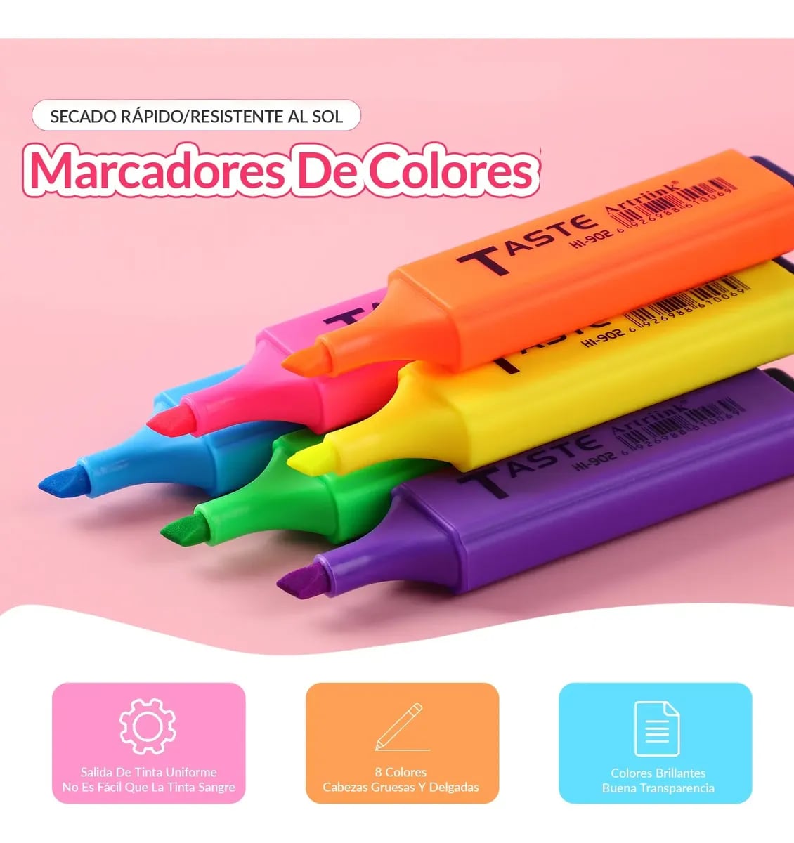 Kit de ocho marcatextos | Mercado Libre