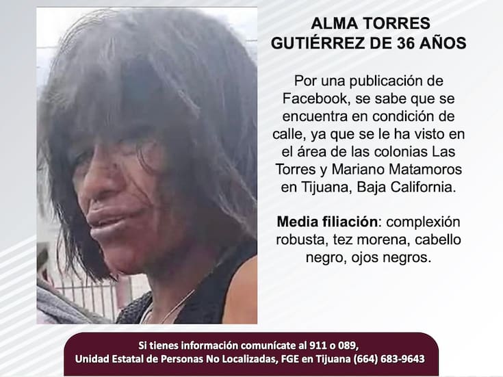Se busca a Alma Torres Gutiérrez de 36 años