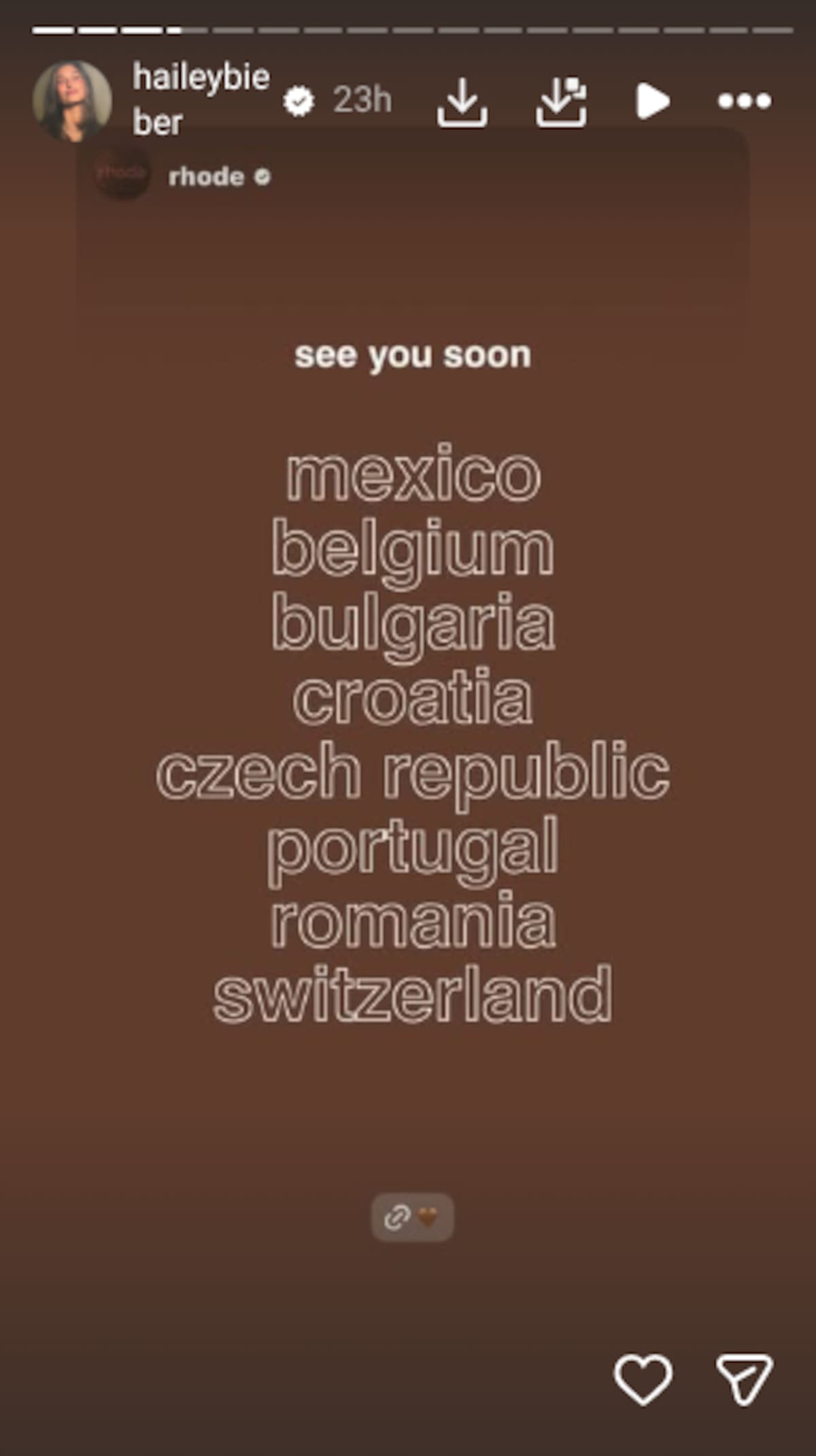 Hailey Bieber confirma la llegada de Rhode a México |Instagram @haileybieber