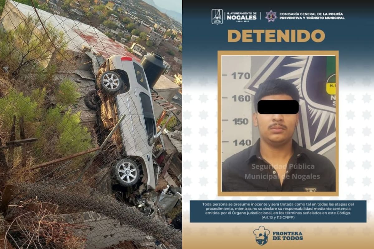 Hombre alcoholizado termina con vehículo volcado sobre una casa en Nogales
