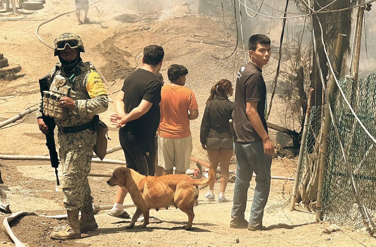 El fuego se originó en una vivienda de un asentamiento irregular y se propagó hacia inmuebles cercanos; no se reportaron personas lesionadas. Foto: Border Zoom