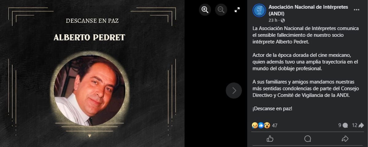 La ANDI confirmó el fallecimiento de Alberto Pedret / Facebook: Asociación Nacional de Intérpretes (ANDI)
