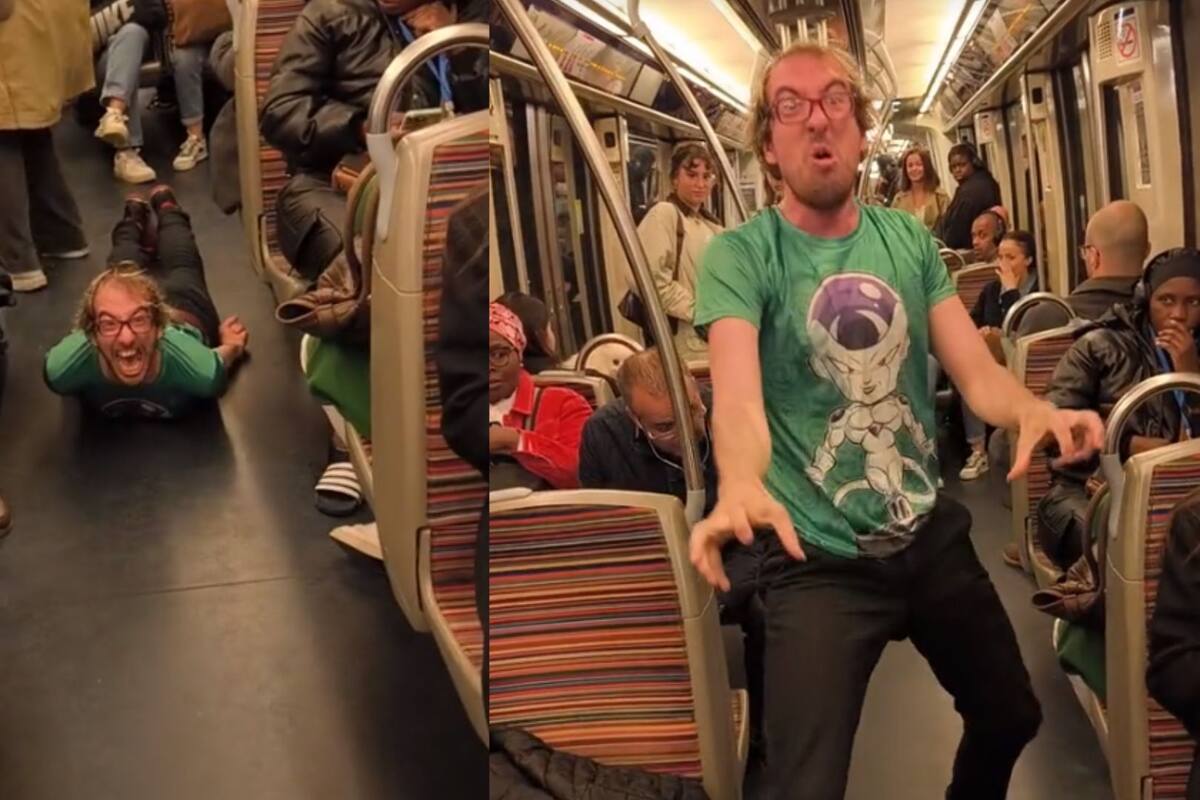 Tiktoker sorprende al actuar como serpiente zombie en un tren