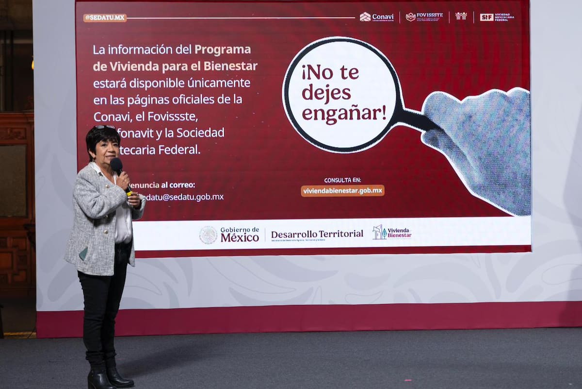 Edna Elena Vega Rangel, secretaria de Desarrollo Agrario, Territorial y Urbano, en la 'Conferencia del Pueblo' de la presidenta Claudia Sheinbaum. | Crédito: Presidencia