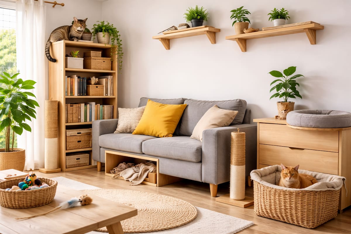 Los veterinarios definen la "gatificación" como el proceso de enriquecer el ambiente doméstico para que el felino no sienta la necesidad de escapar | Imagen hecha con IA