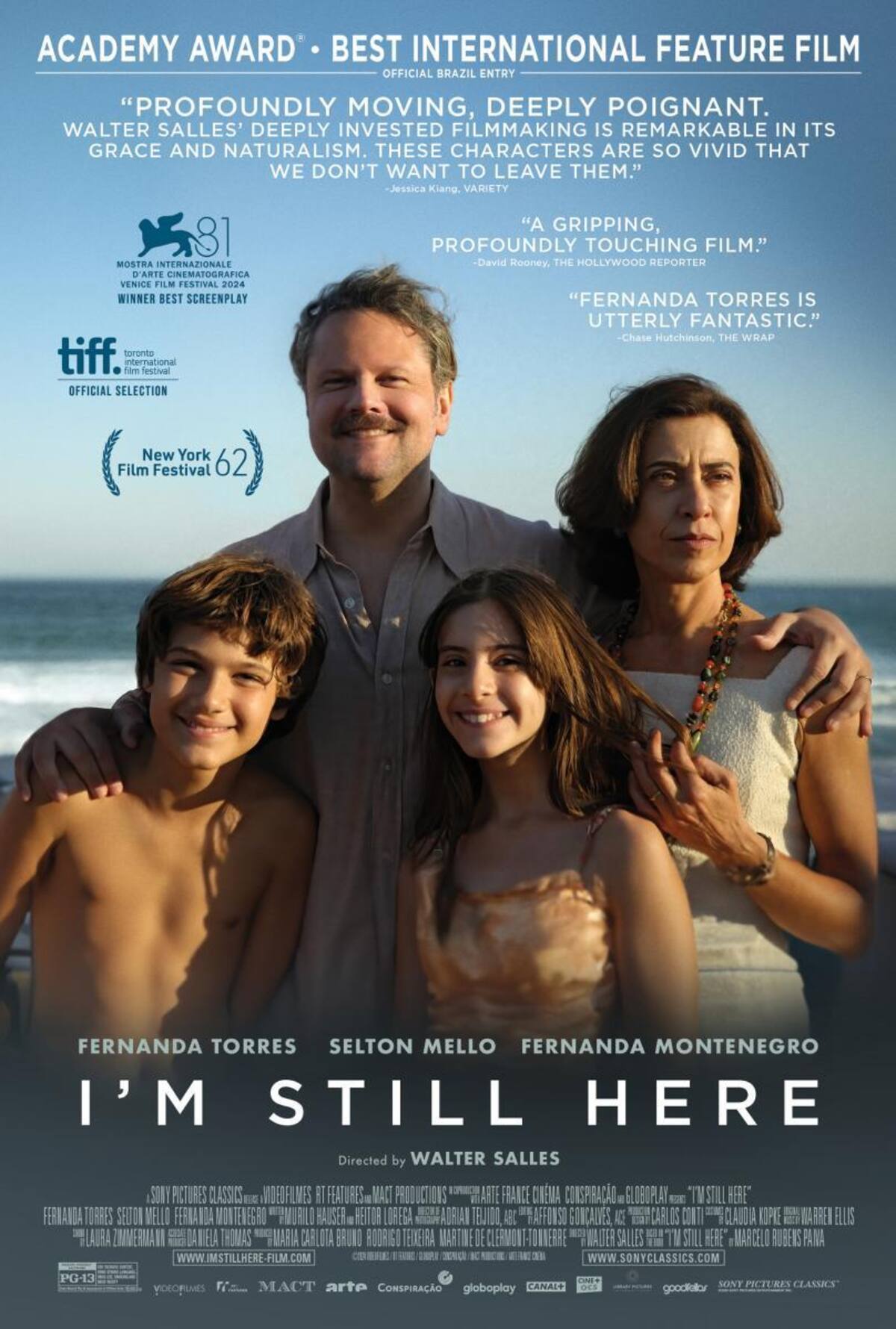 Aún estoy aquí ha recibido 3 nominaciones, incluyendo Mejor Película Internacional, destacándose por su retrato de la lucha durante la dictadura militar en Brasil