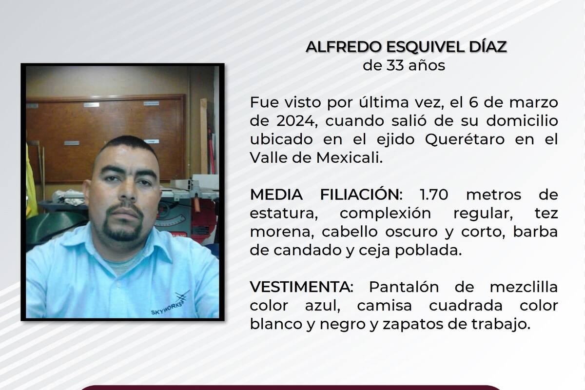 Se solicita ayuda para localizar a Alfredo Esquivel Díaz