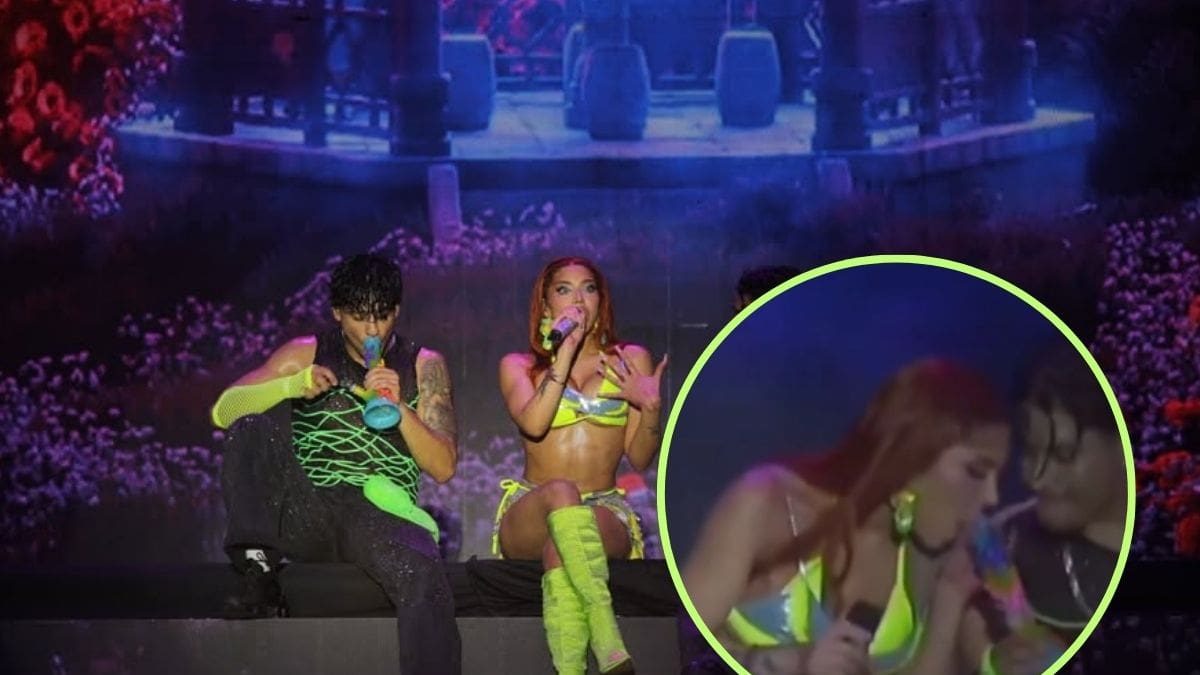 Yeri Mua fuma marihuana en el escenario del Carnaval de Veracruz y desata críticas
