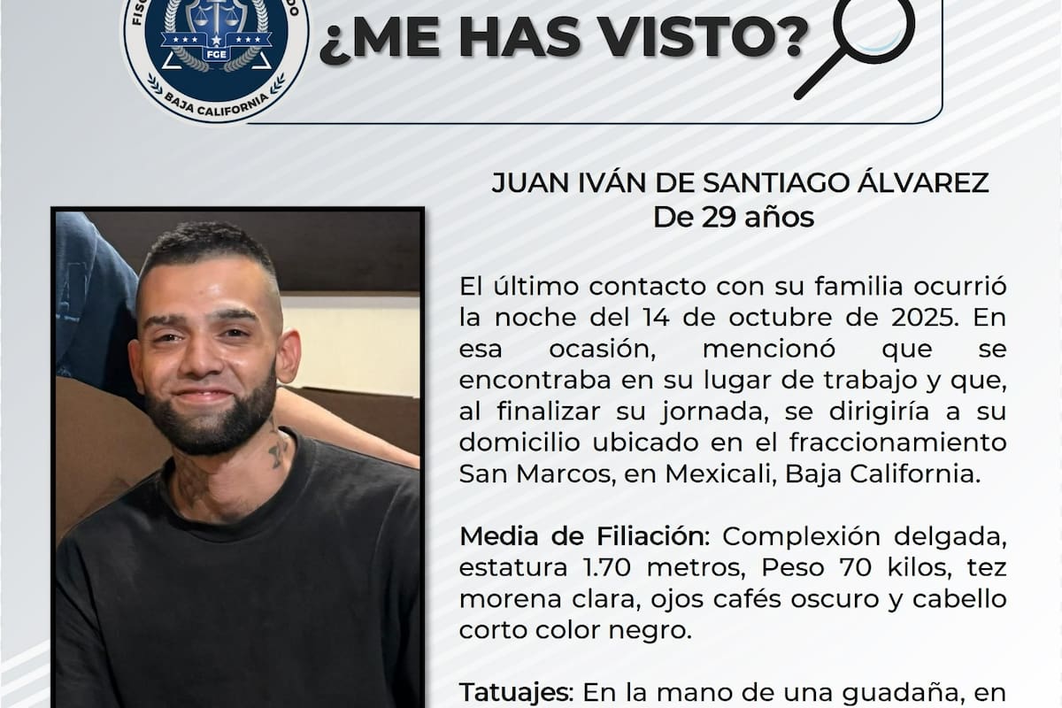 Buscan a Juan Iván de Santiago Álvarez