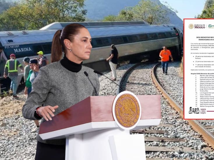 IMSS-Bienestar publica lista de heridos tras descarrilamiento del Tren Interoceánico en Oaxaca; 13 personas murieron