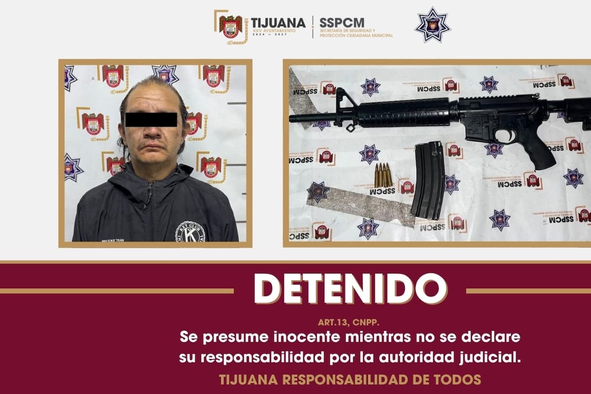 Detienen a hombre con un fusil oculto dentro de un estuche de guitarra en Tijuana