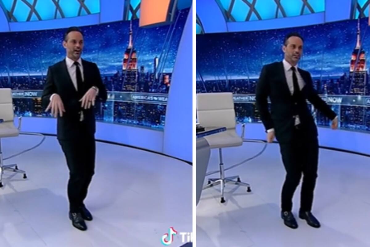 VIDEO: Chico del clima hace el baile de 'Merlina' en vivo y se viraliza