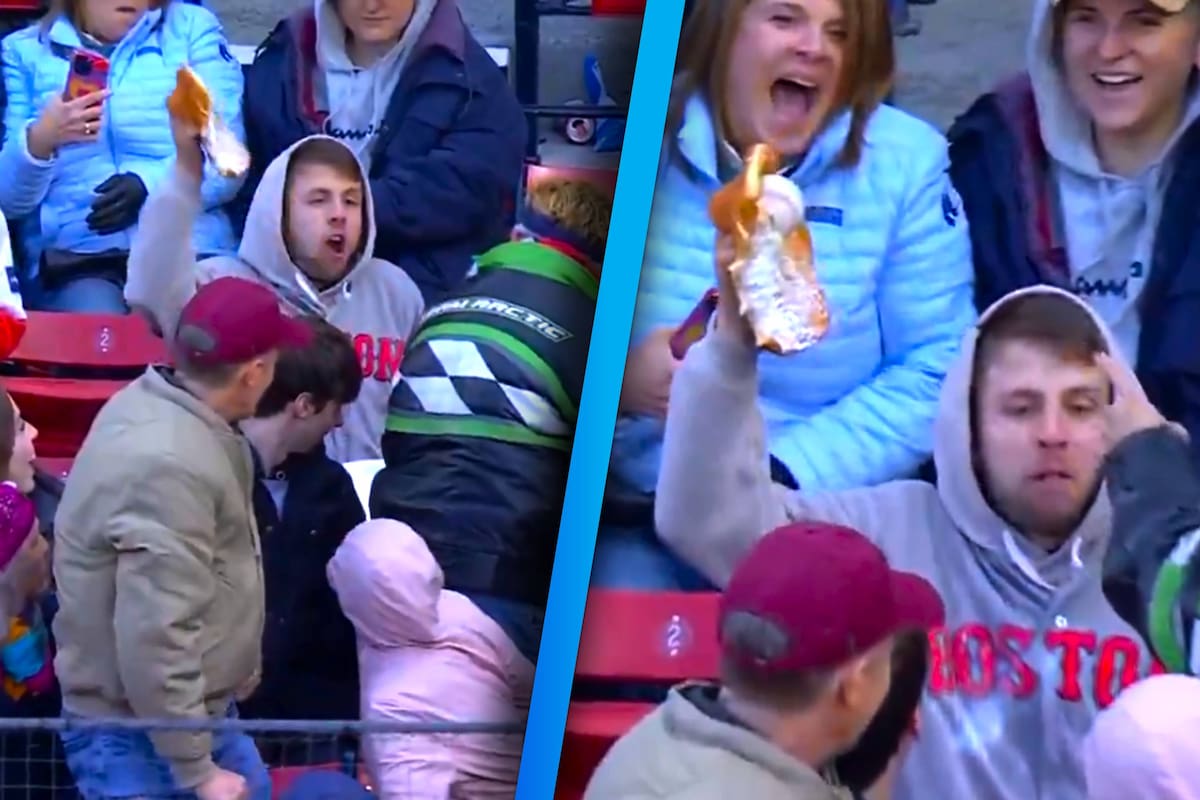 VIDEO: Aficionado de los Red Sox atrapa pelota con un pan y se vuelve viral