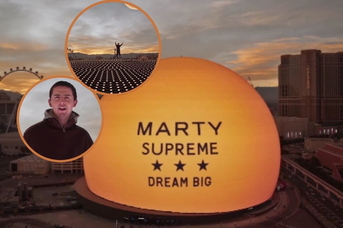 Timothée Chalamet se convierte en la primera persona en la cima de The Sphere en Las Vegas para promocionar la película “Marty Supreme”