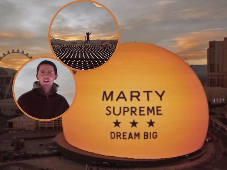 Timothée Chalamet se convierte en la primera persona en la cima de The Sphere en Las Vegas para promocionar la película “Marty Supreme”