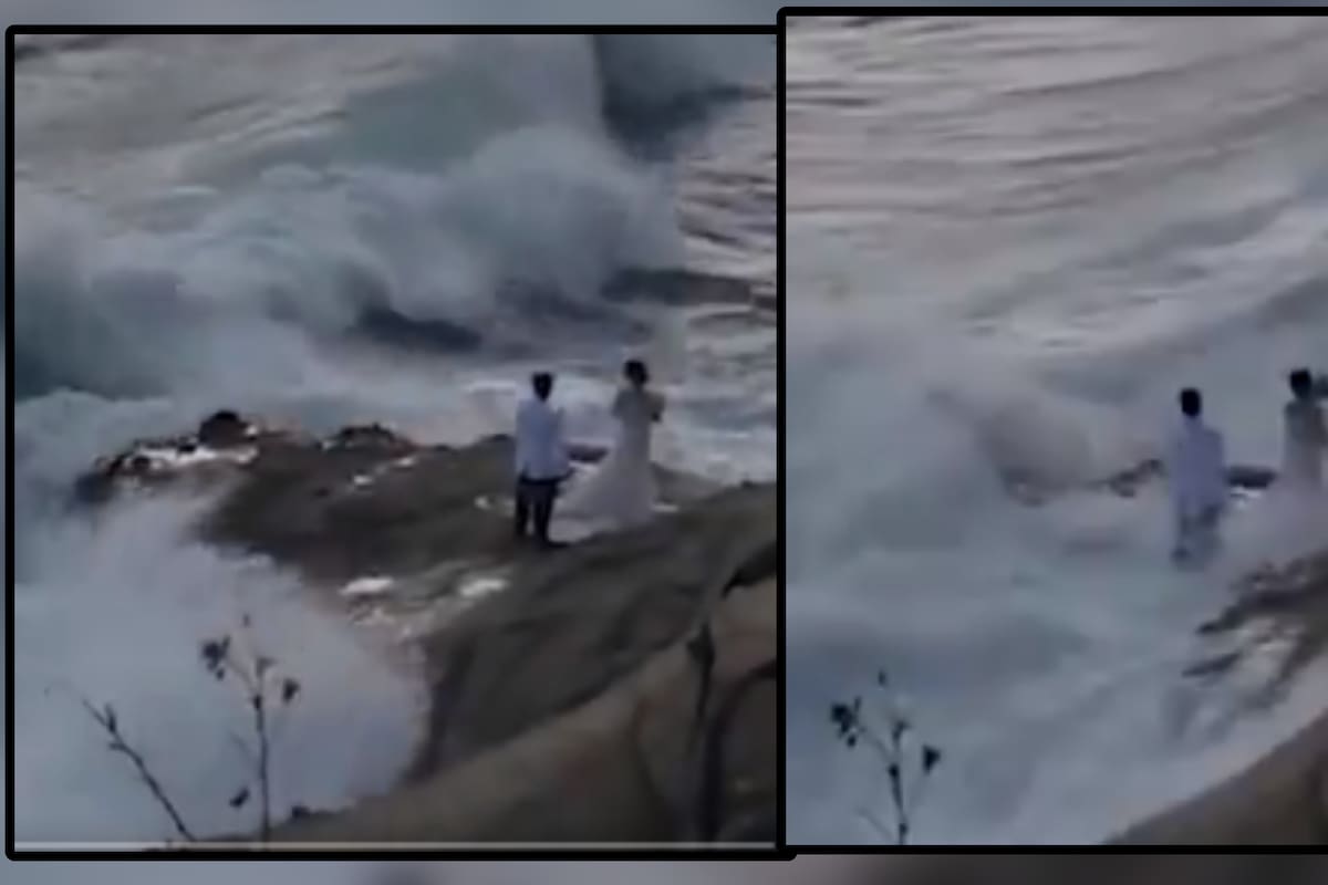 VIDEO: Novios son “tragados” por ola en plena sesión de fotos para su boda en California
