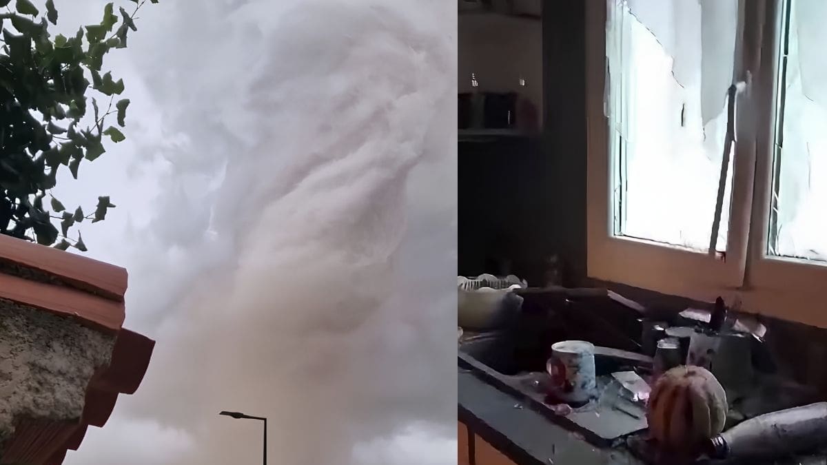Tornado golpea Francia y logran captar una imagen de su impresionante columna, dejando casas dañadas y carreteras cerradas