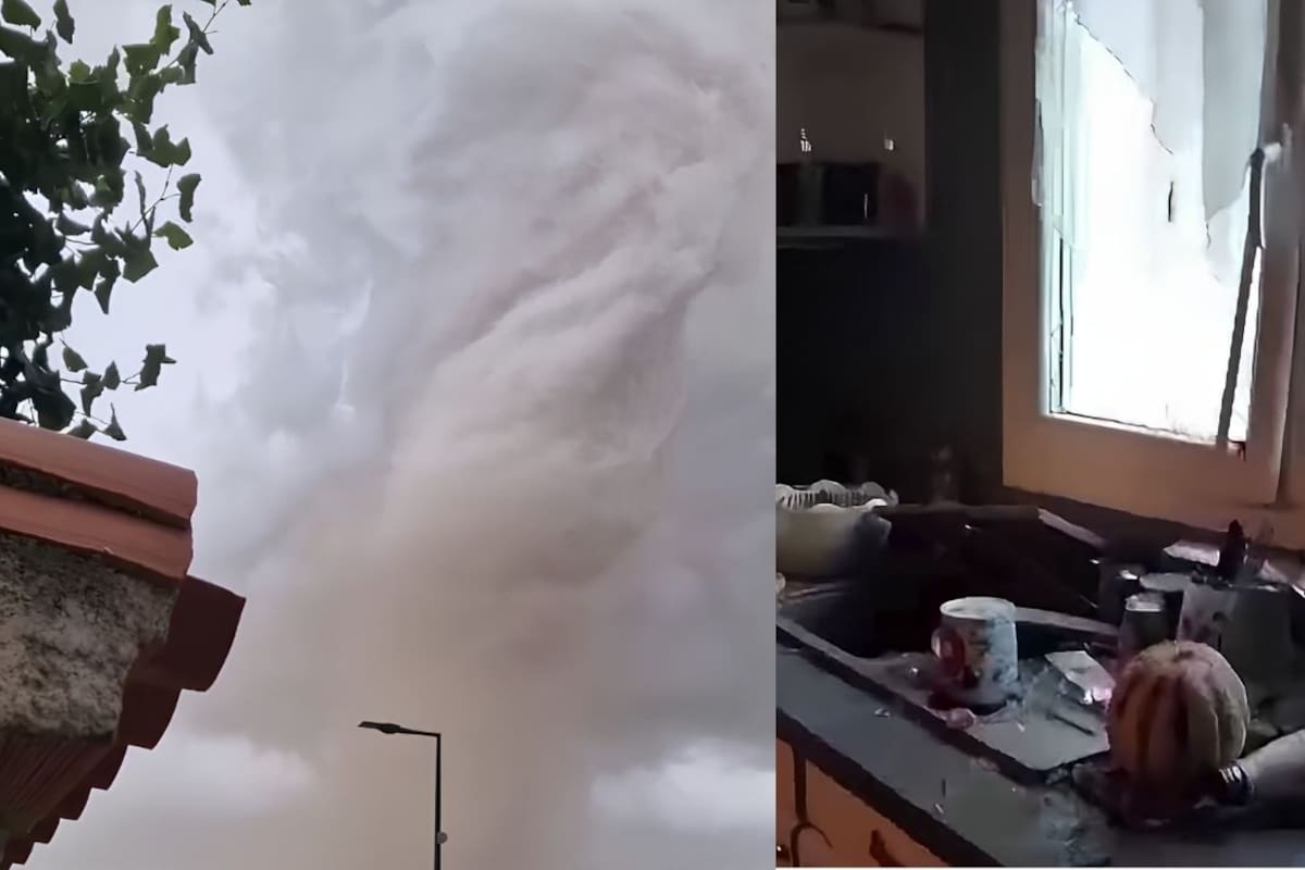 Tornado golpea Francia y logran captar una imagen de su impresionante columna, dejando casas dañadas y carreteras cerradas