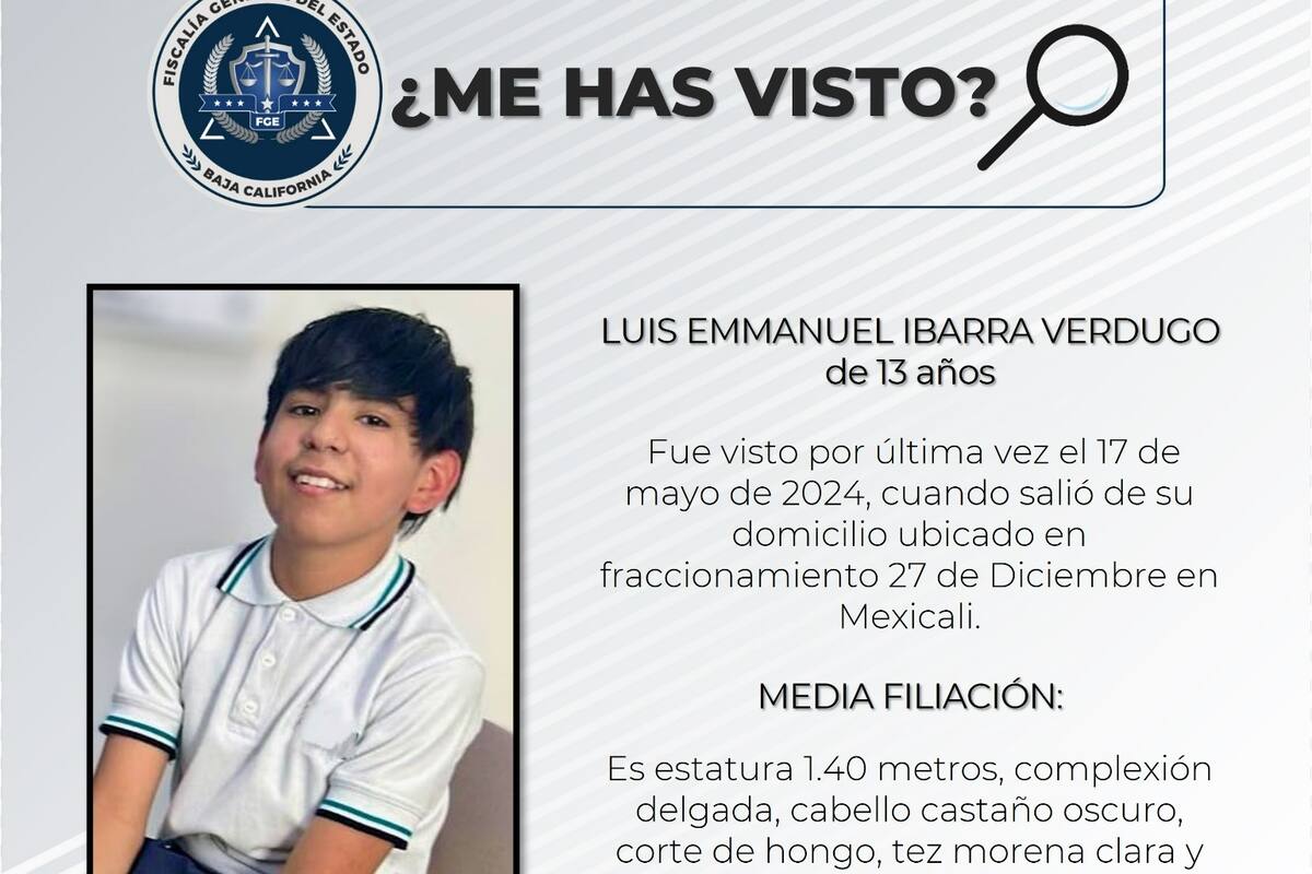 Se solicita ayuda para localizar a Luis Emmanuel Ibarra Verdugo