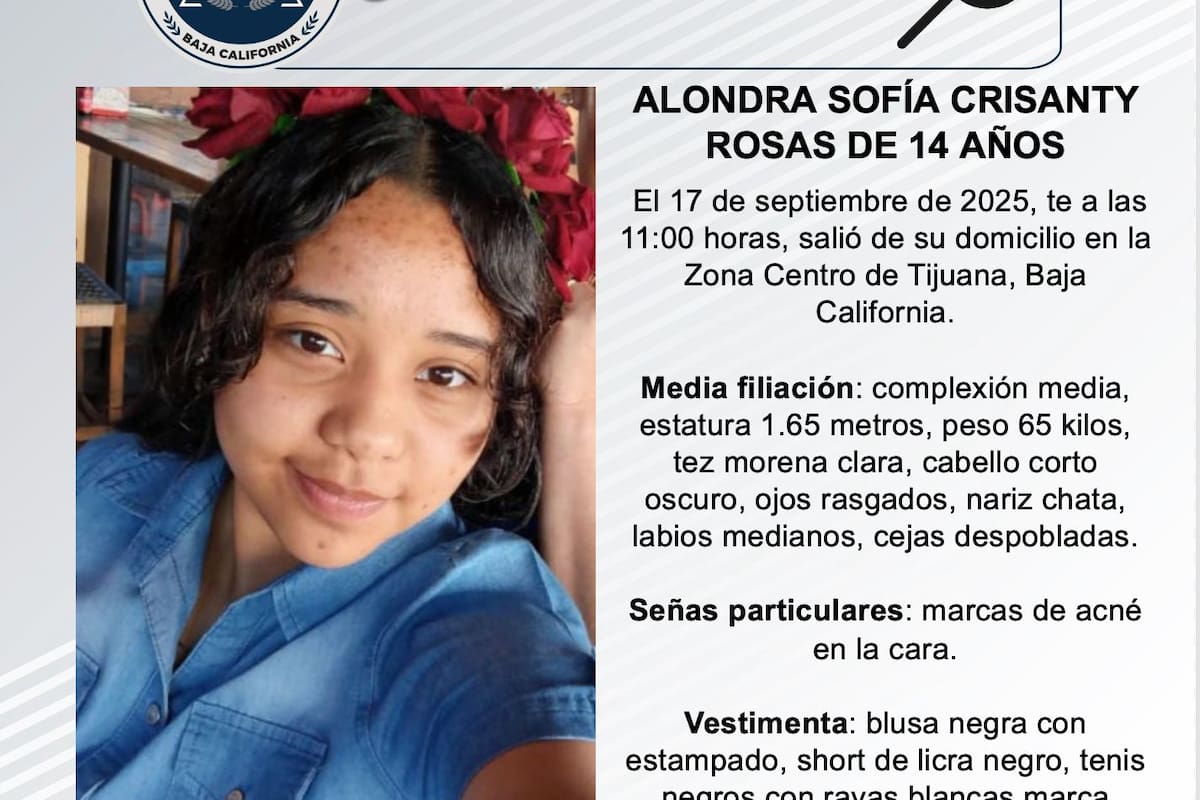 Se busca a Alondra Sofía Crisanty Rosas de 14 años