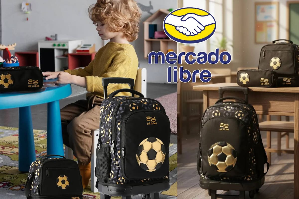 Mochila escolar con carrito, lonchera y lapicera baja a 1,430 pesos, con descuento del 26% en Mercado Libre