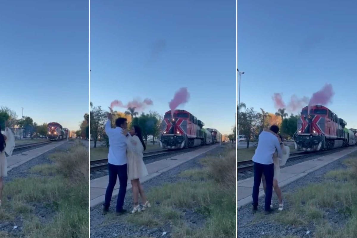 VIDEO: Pareja sorprende con revelación de género utilizando un tren