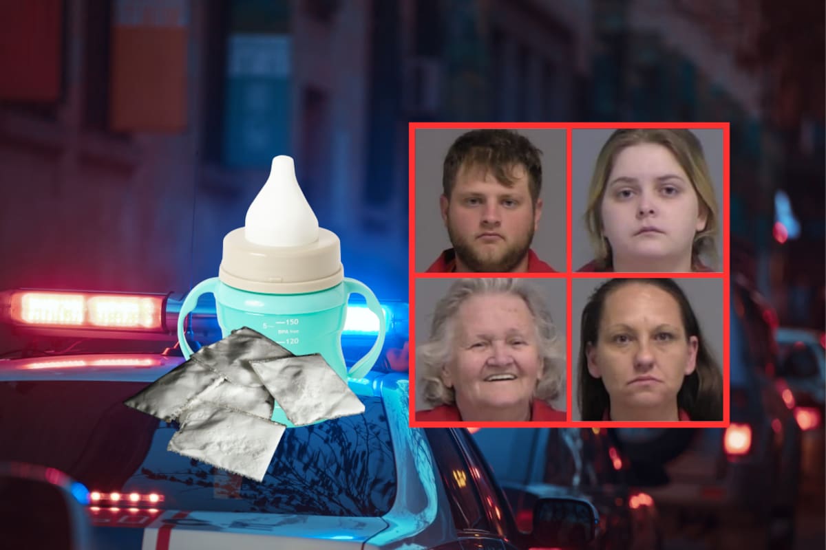 Bebé de un año sufre intoxicación tras beber de un vaso que tenía metanfetamina guardada; cuatro adultos enfrentan cargos de negligencia infantil