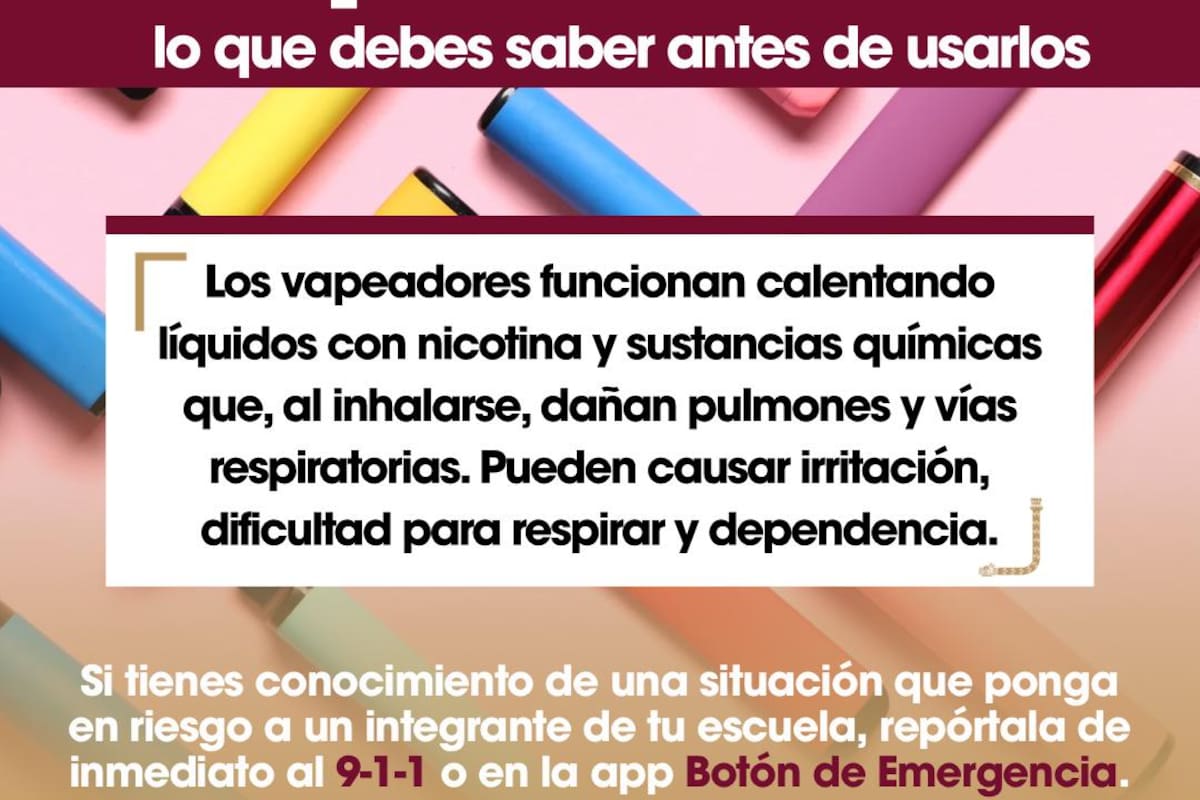 Exhortan a prevenir el uso de vapeadores en instituciones educativas
