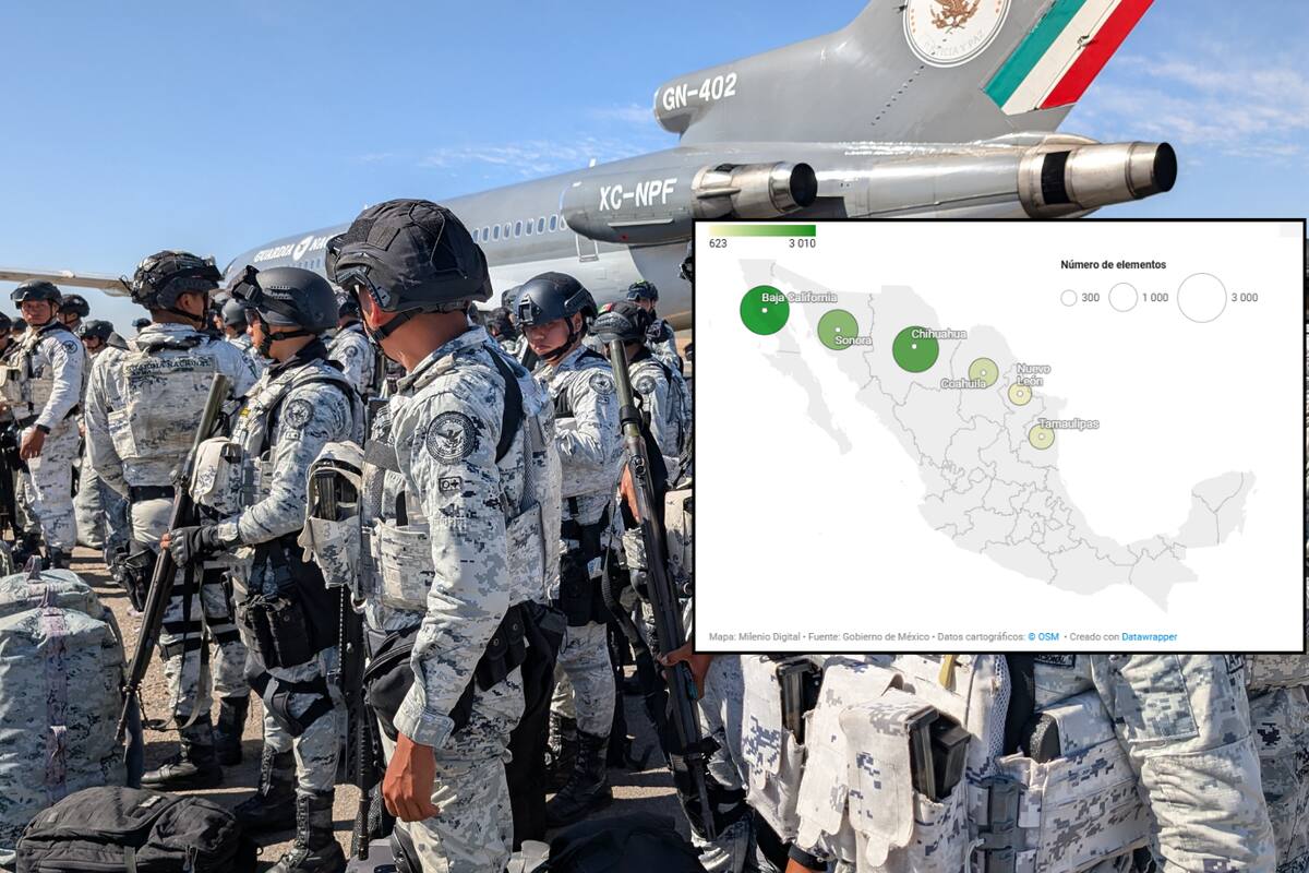 Así serán distribuidos los 10 mil elementos de la Guardia Nacional en la frontera con Estados Unidos