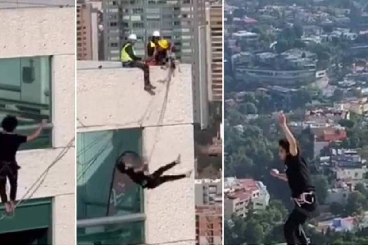 VIDEO: Cruza por cuerda floja entre dos edificios