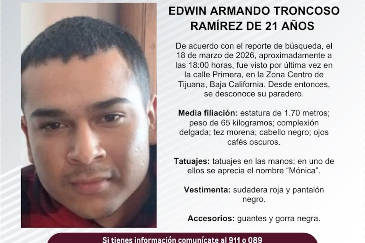 Se busca a Edwin Armando Troncoso Ramírez de 21 años