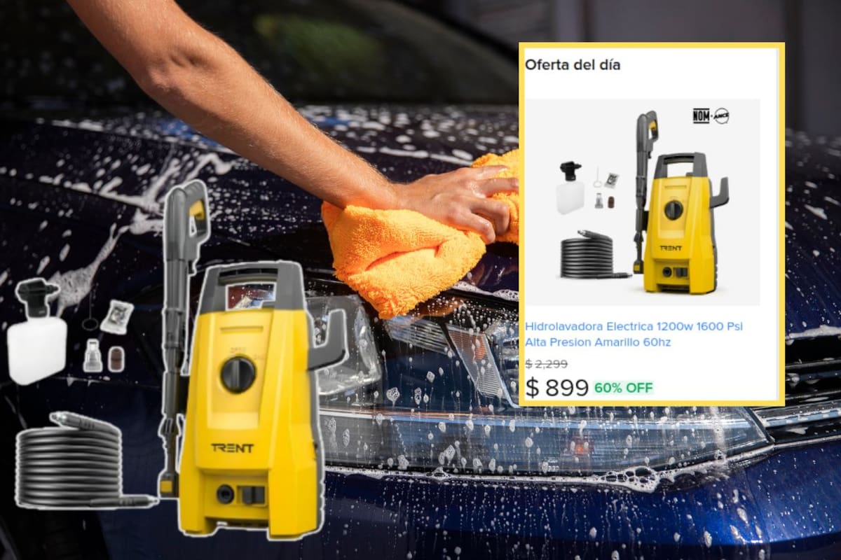 Oferta del día en Mercado Libre tiene la hidrolavadora eléctrica TRENT de 1200W por menos de mil pesos este viernes 13 de marzo para limpieza de autos y hogares