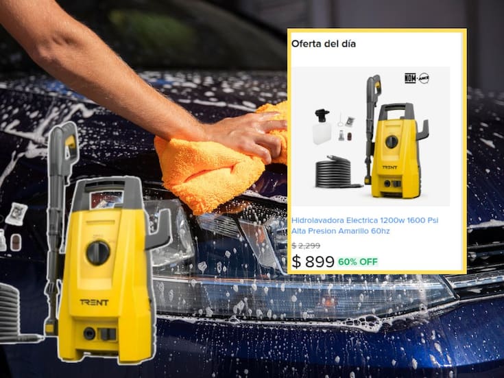 Oferta del día en Mercado Libre tiene la hidrolavadora eléctrica TRENT de 1200W por menos de mil pesos este viernes 13 de marzo para limpieza de autos y hogares