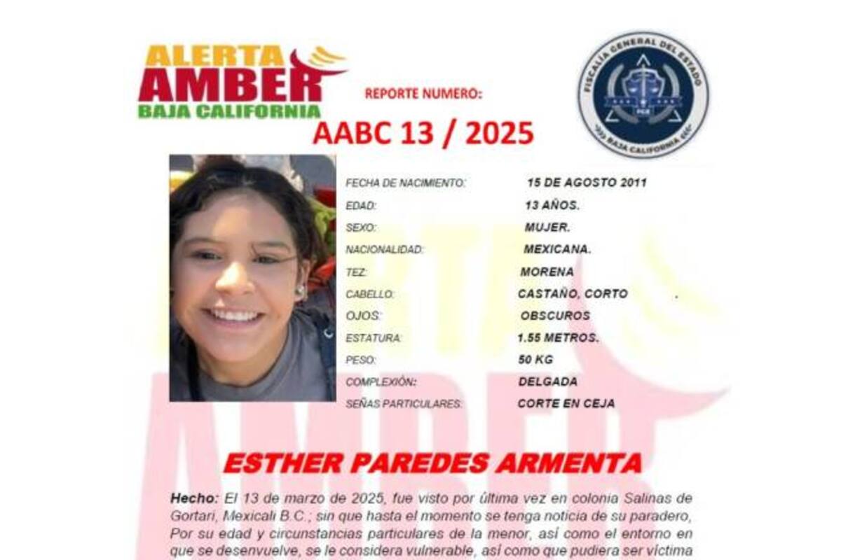 Activan Alerta Amber para localizar a Esther Paredes Armenta