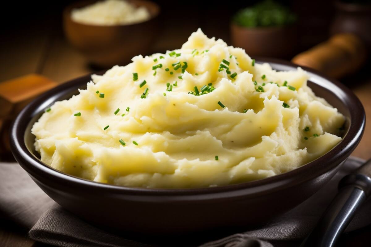 Renueva el puré de papa clásico para Navidad con un toque especial. La receta combina papas, leche, queso crema, mantequilla y ajo dorado, logrando una textura cremosa y un sabor delicioso.