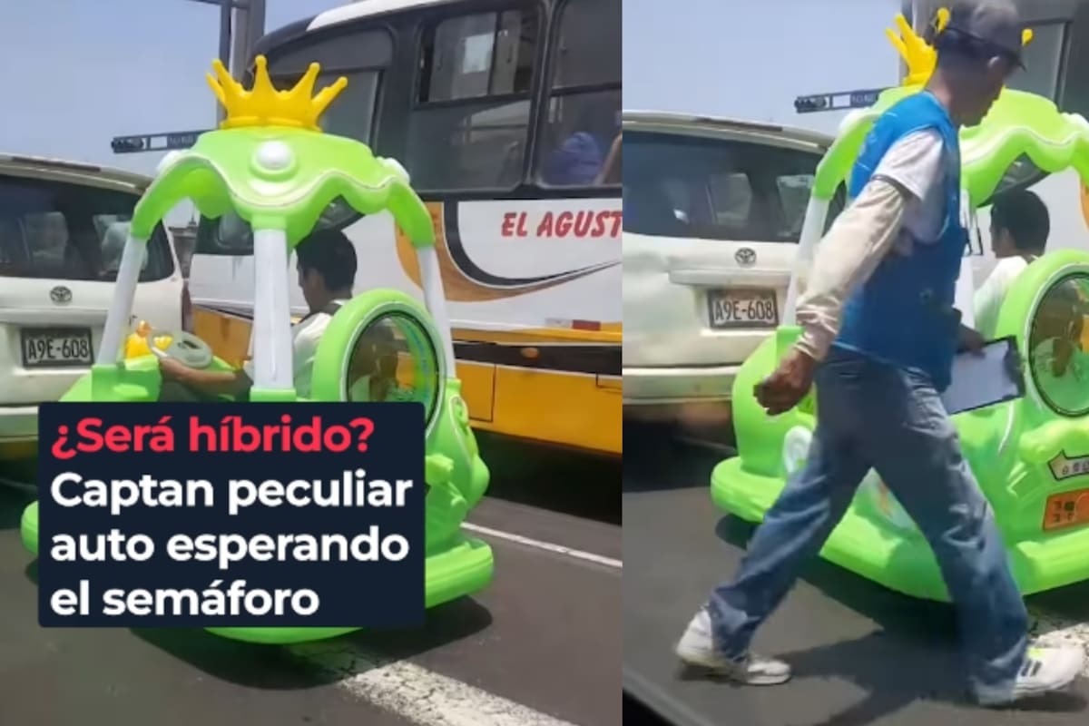 Hombre se vuelve viral en redes por conducir un automóvil de juguete en plena vía pública
